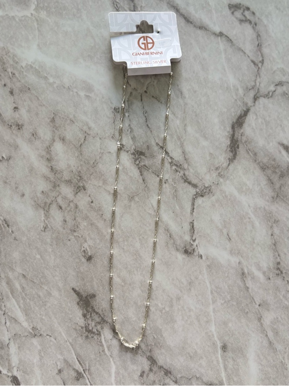 NWT Giani Bernini Sterling Silver Beaded Station Necklace - Silver 18”